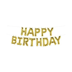 Script HAPPY BIRTHDAY Gold 41cm - Air Fill - Northstar Foil Balloon #59797- Each (Pkgd.)