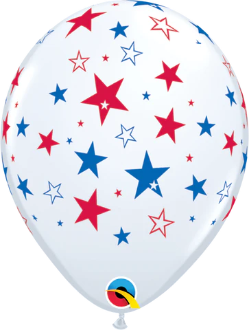 28cm Round White Red & Blue Stars #35498-10 - Pack of 10