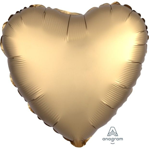 48cm Heart GOLD SATEEN Satin Luxe Plain Foil #HA36803 - Each (pkgd.)