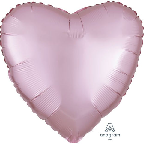 45cm Heart Foil PASTEL PINK Satin Luxe #HA39908 - Each (pkgd.)