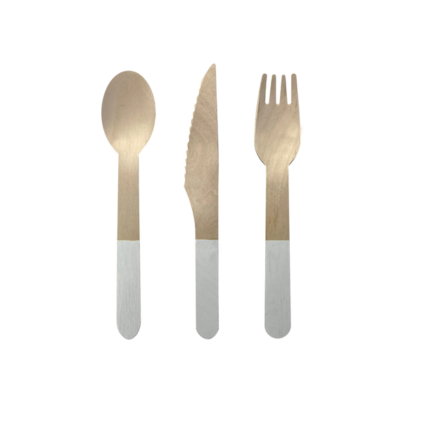 Wooden CUTLERY Set COOL GREY 30pk #6017CGP