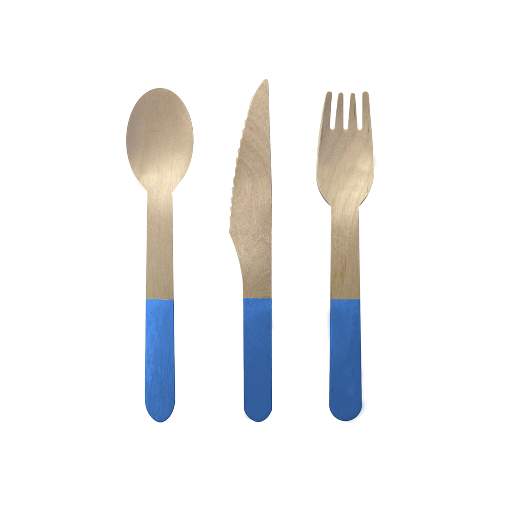 Wooden CUTLERY Set SKY BLUE 30pk #6017SBP