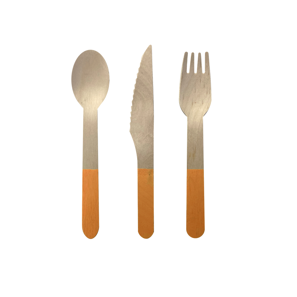 Wooden CUTLERY Set TANGERINE 30pk #6017TGP