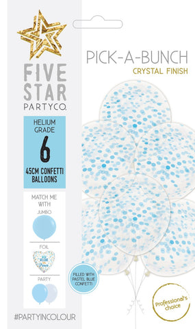 45cm Confetti Balloon PASTEL BLUE pack of 6 #750307