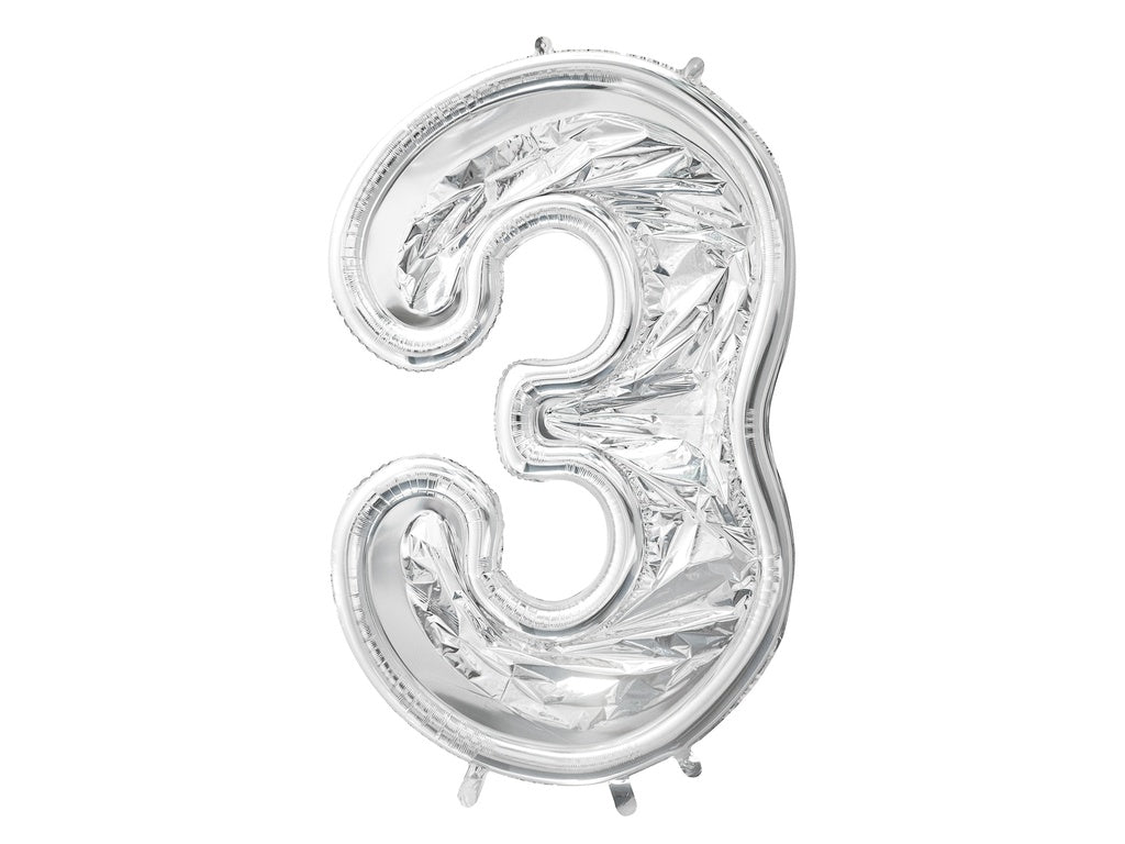 126cm Party Deco Silver Foil Number Frame for Latex Balloons Number THREE #FBL13