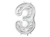 126cm Party Deco Silver Foil Number Frame for Latex Balloons Number THREE #FBL13