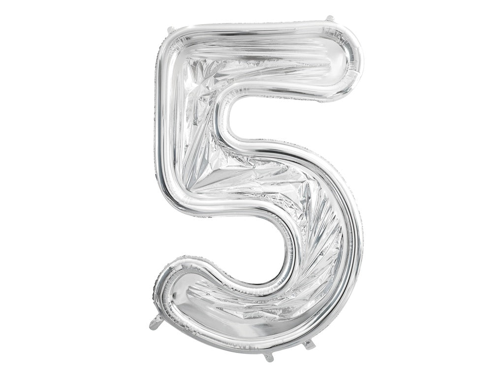 126cm Party Deco Silver Foil Number Frame for Latex Balloons Number FIVE #FBL15