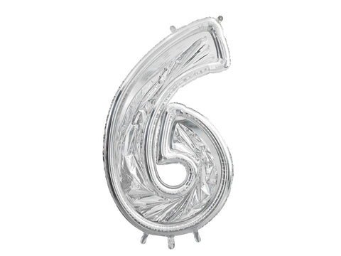 126cm Party Deco Silver Foil Number Frame for Latex Balloons Number SIX #FBL16