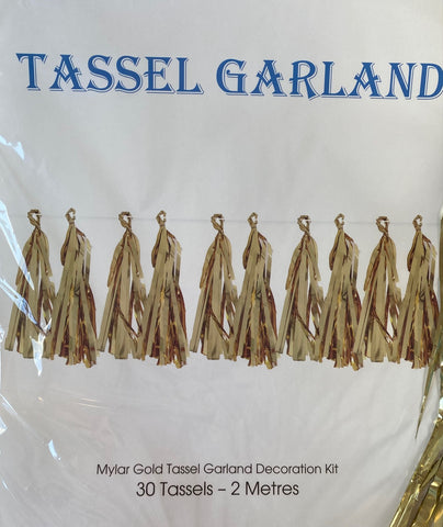 Tassel Garland GOLD 30 tassels 2m length #Tassel-MetallicGOLD