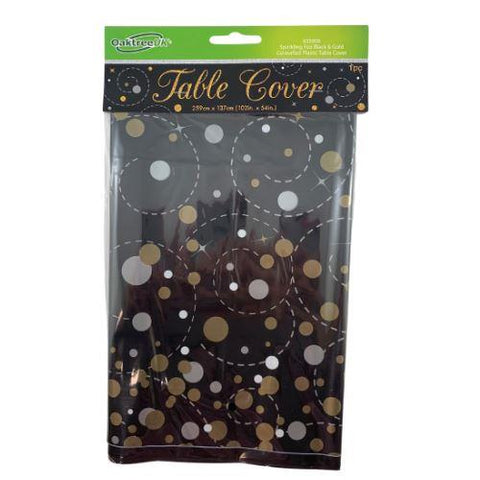 Table Cover Sparkle Fizz Black & Gold #AP635906