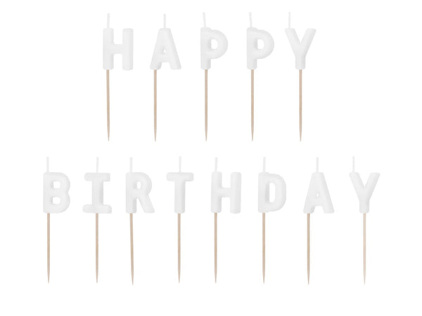 PD Candles HAPPY BIRTHDAY 2.5cm White   SCS-13-008