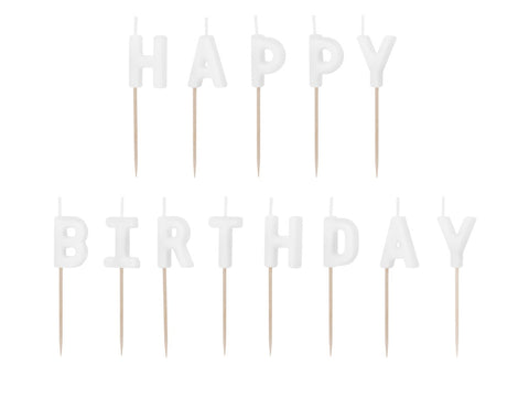 PD Candles HAPPY BIRTHDAY 2.5cm White   SCS-13-008