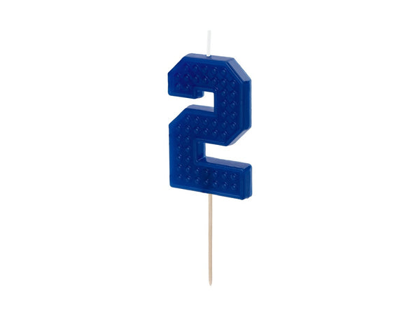 PD Candle LEGO #2 Number TWO 6cm BLUE 1pk  SCU8-2