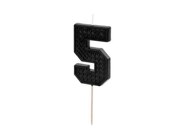 PD Candle LEGO #5 Number FIVE 6cm BLACK 1pk  SCU8-5