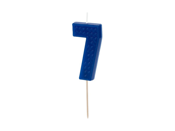 PD Candle LEGO #7 Number SEVEN 6cm BLUE 1pk  SCU8-7