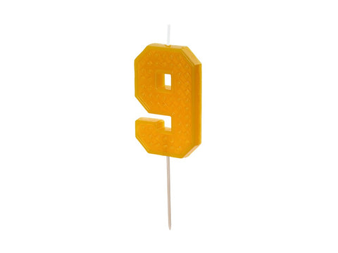 PD Candle LEGO #9 Number NINE 6cm YELLOW 1pk  SCU8-9