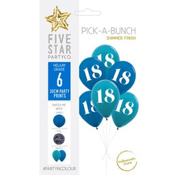 30cm Pick A Bunch 18th BIRTHDAY Blue- pack of 6 #750035