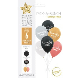 30cm Pick A Bunch TWENTY ONE Met Assorted- pack of 6 #750047