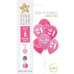 30cm Pick A Bunch TWENTY ONE Pink Assorted- pack of 6 #750048