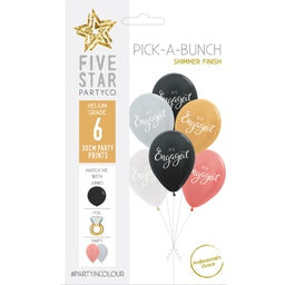 30cm Pick A Bunch We're ENGAGED Met Assorted- pack of 6 #750051