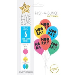 30cm Pick A Bunch HOORAY! pack of 6 #750053