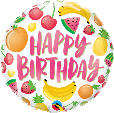 45cm Round Foil Birthday Fruits #10264 - Each (Pkgd.)