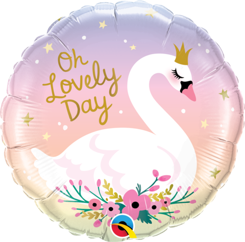 45cm Round Foil Oh Lovely day Swan #10371 - Each (Pkgd.)