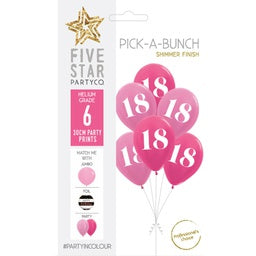 30cm Pick A Bunch EIGHTEENTH Pink Assorted- pack of 6 #750104