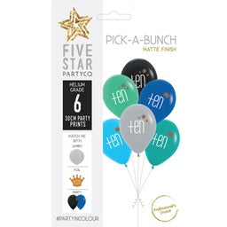 30cm Pick A Bunch TEN Crown & Stars- assorted pack of 6 #750077