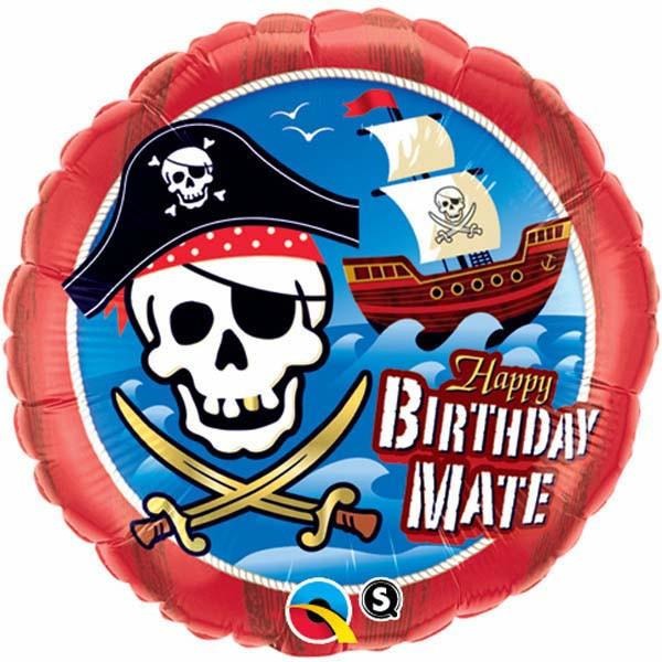 45cm Round Foil Birthday Mate Pirate Ship #11767 - Each (Pkgd.)