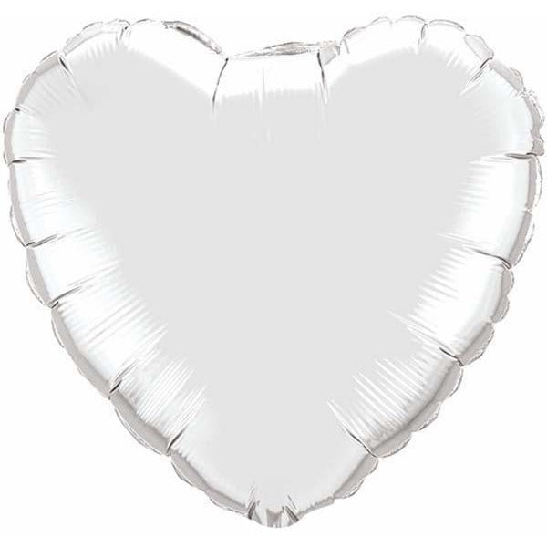 90cm Heart Silver Plain Foil #12659 - Each (Unpkgd.)