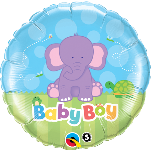 45cm Round Foil Baby Boy Elephant #13916 - Each (Pkgd.) SPECIAL ORDER ITEM