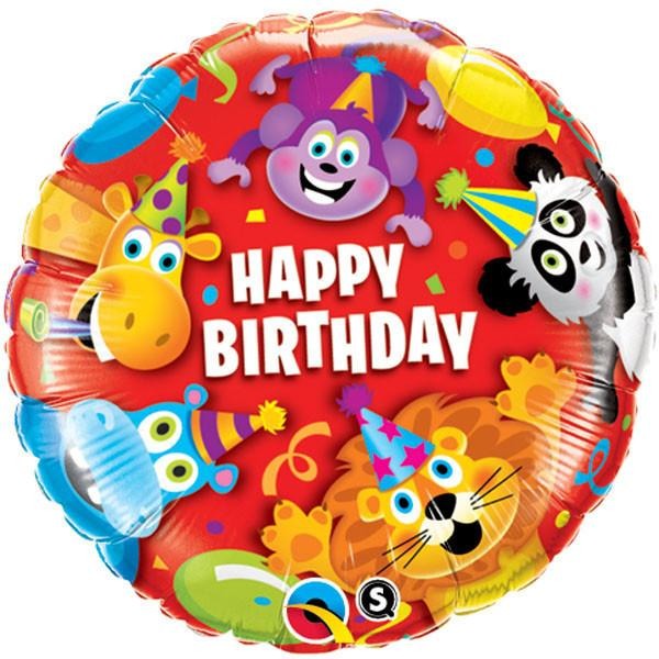 45cm Round Foil Birthday Party Animals #14182 - Each (Pkgd.) SPECIAL ORDER ITEM