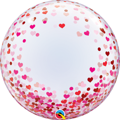 56cm Single Bubble Red & Pink Confetti Hearts #16579 - Each