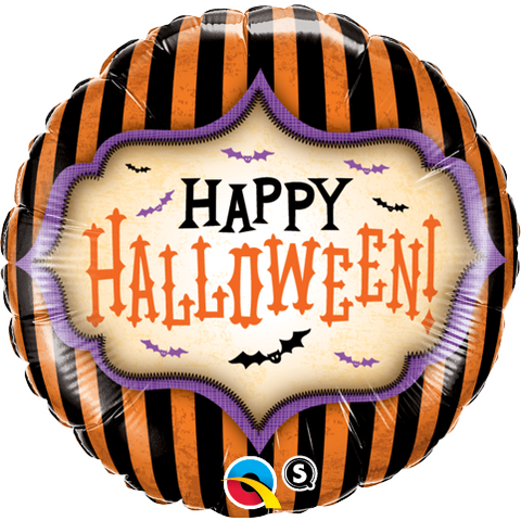 45cm Round Foil Halloween Stripes #18408 - Each (Pkgd.) SPECIAL ORDER ITEM