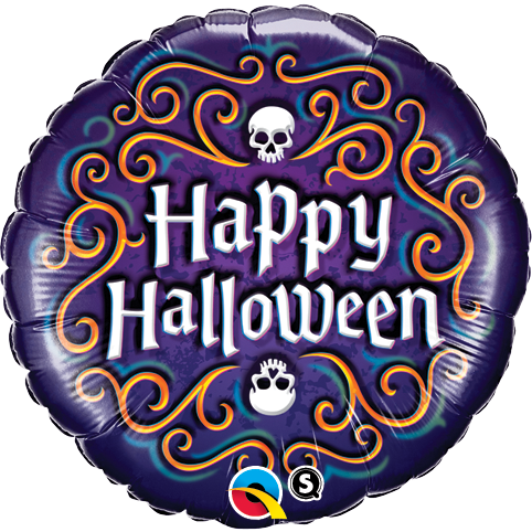 45cm Round Foil Halloween Skeleton Filigree #18467 - Each (Pkgd.) SPECIAL ORDER ITEM