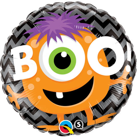 45cm Round Foil Boo! Monster Chevron # 18491 - Each (Pkgd.) SPECIAL ORDER ITEM