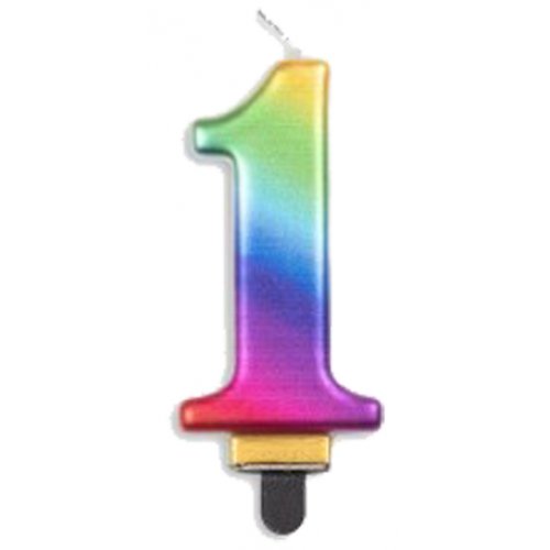 Jumbo Numeral Candle RAINBOW ONE #431231 Each