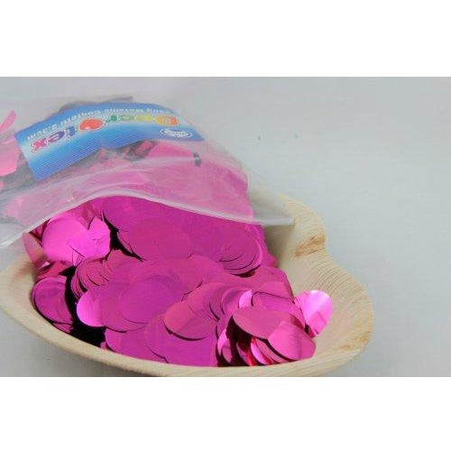 Confetti 2.3cm Metallic Hot Pink 250 grams #204625 - Resealable Bag