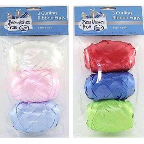 Curling Ribbon Pack of 3 x 10 metre Royal Blue, Red and Lime Green #205180D