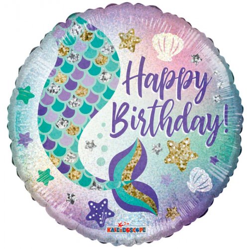 45cm Round Foil Glitter Mermaid Birthday #AP16119 - Each (Pkgd.)