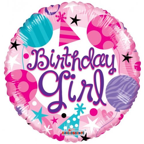 45cm Round Foil Birthday Girl Pink Balloons #15441-18 - Each (Pkgd.)