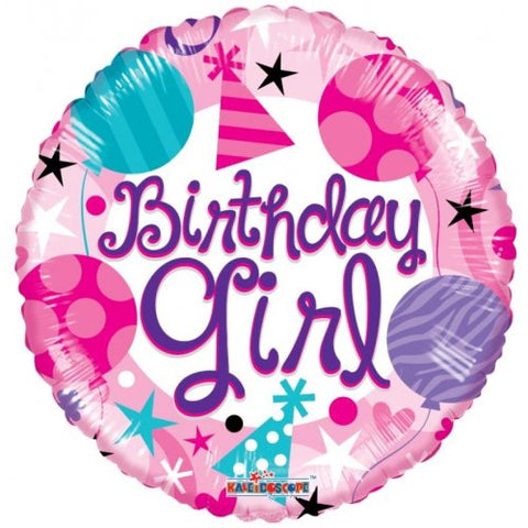 45cm Round Foil Birthday Girl Pink Balloons #15441-18 - Each (Pkgd.)