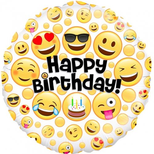 45cm Round Foil Emoji Birthday #229417 - Each (Pkgd.) 210800