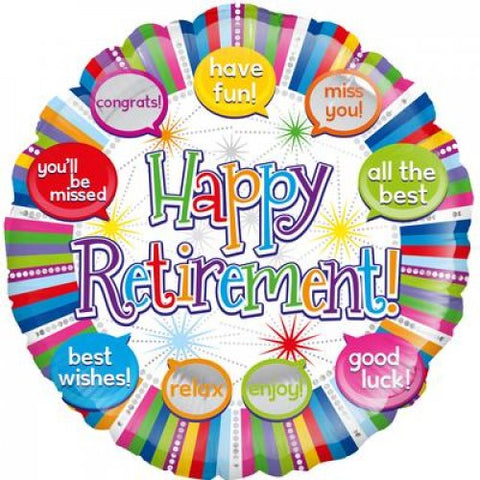 45cm Round Foil Retirement Speech Bubbles #228779 - Each (Pkgd.)