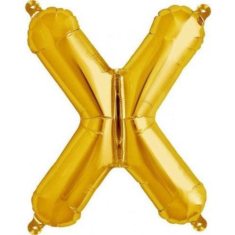 41cm Letter X Gold - Air Fill - Northstar Foil Balloon #3000590 - Each (Pkgd.)