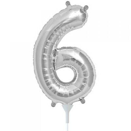 41cm Number 6 Silver - Air Fill - Northstar Foil Balloon #3000438 - Each (Pkgd.)