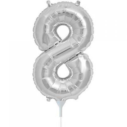 41cm Number 8 Silver - Air Fill - Northstar Foil Balloon #3000440 - Each (Pkgd.)