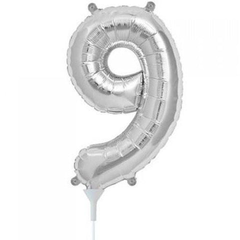 41cm Number 9 Silver - Air Fill - Northstar Foil Balloon #3000441 - Each (Pkgd.)