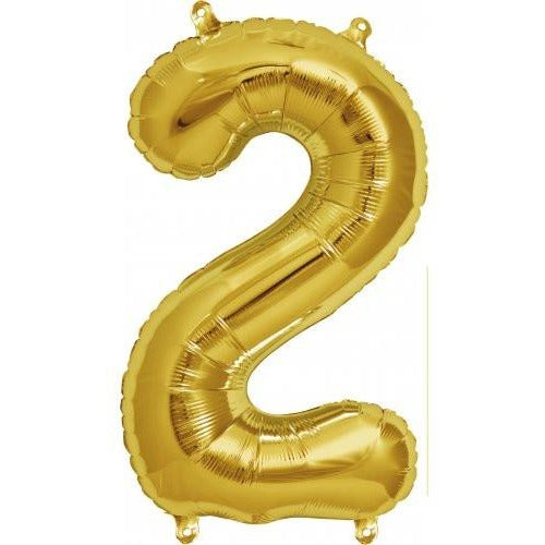 41cm Number 2 Gold - Air Fill - Northstar Foil Balloon #3000559 - Each (Pkgd.)